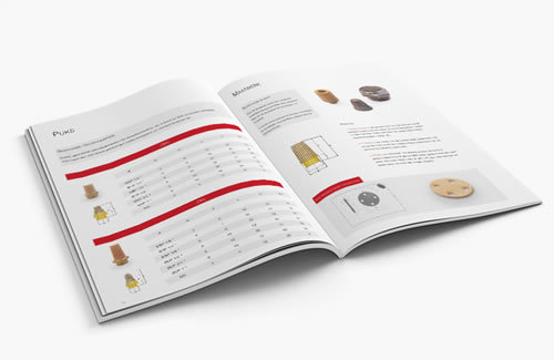 Open brochure with specifications and images of sintered filters