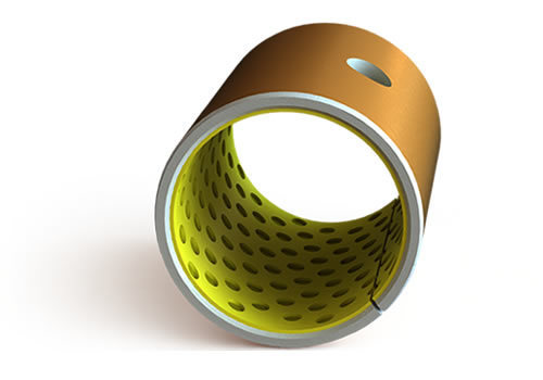 Cylindrical POM plain bearing with yellow lubricated running surface