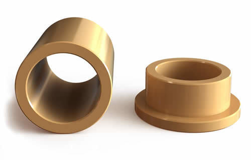Sintered bronze plain bearings, one cylindrical and one with flanged