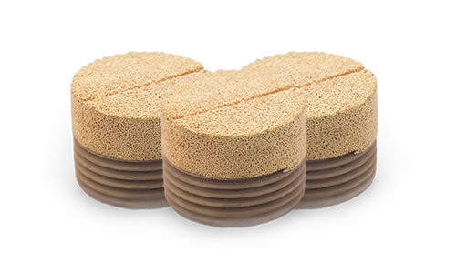 Three flat bronze SBK sintered filters with thread and slotted head