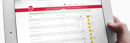 iPad met besteloverzicht van THN-klantportaal