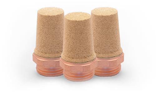 Drie conische sinterfilters met koperen schroefdraad